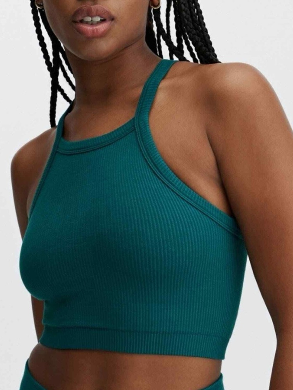 Fabletics Dawn Racerback Seamless Bralette - Fjord- Deep Teal Size Small